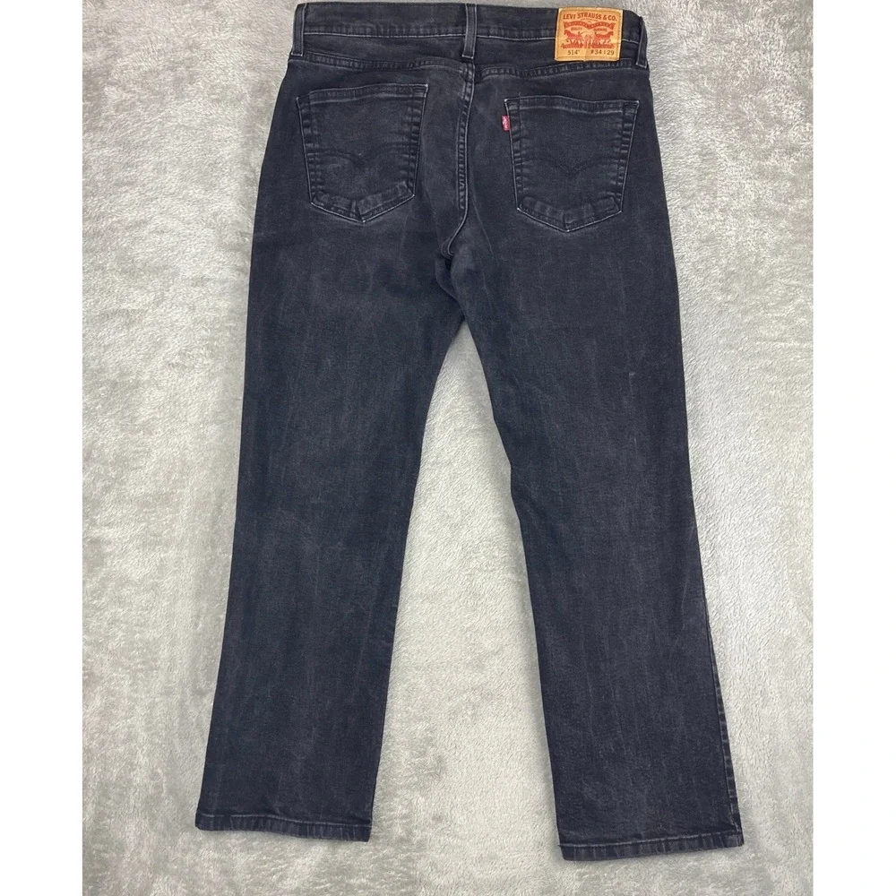 Levis 514 Straight‎ Fit Jeans Mens 34x29 (34x28) Faded Black Denim Pants